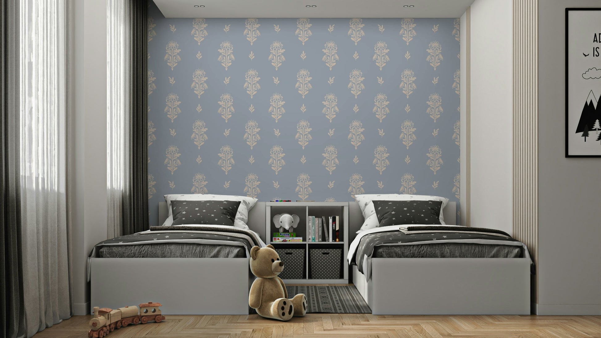 Durable wallpaper for walls with floral motifs

