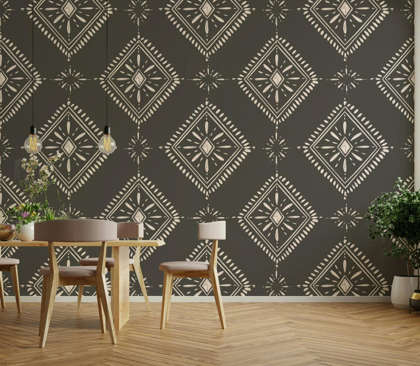 Dark charcoal wallpaper with diamond pattern

