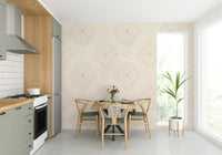 Bedroom decorated with elegant diamond wallpaper

