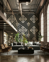 Muted tones floral wallpaper design

