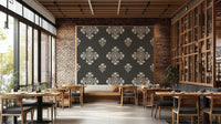 Modern Folk Floral wallpaper on living room wall


