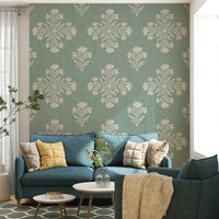 Dining room wall with calming botanical design

