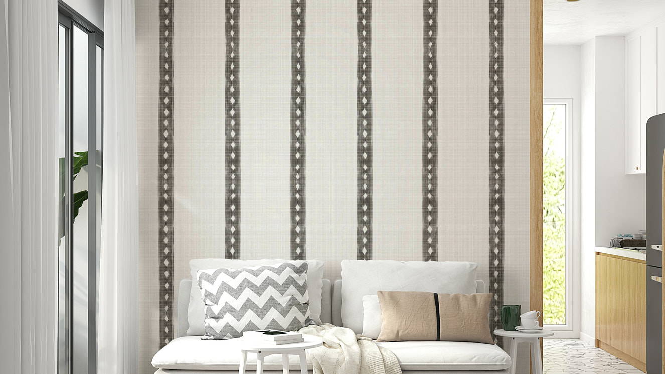 Office wall with subtle patterned wallpaper

