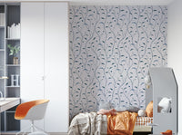 Elegant Sprout & Vine Indigo Green Wall Mural

