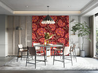 Vintage rhododendron floral pattern wallpaper

