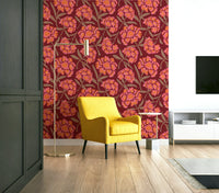 Pink, mocha, and wine red floral wallpaper for walls

