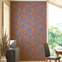 Blue violet, rose pink floral wallpaper for walls

