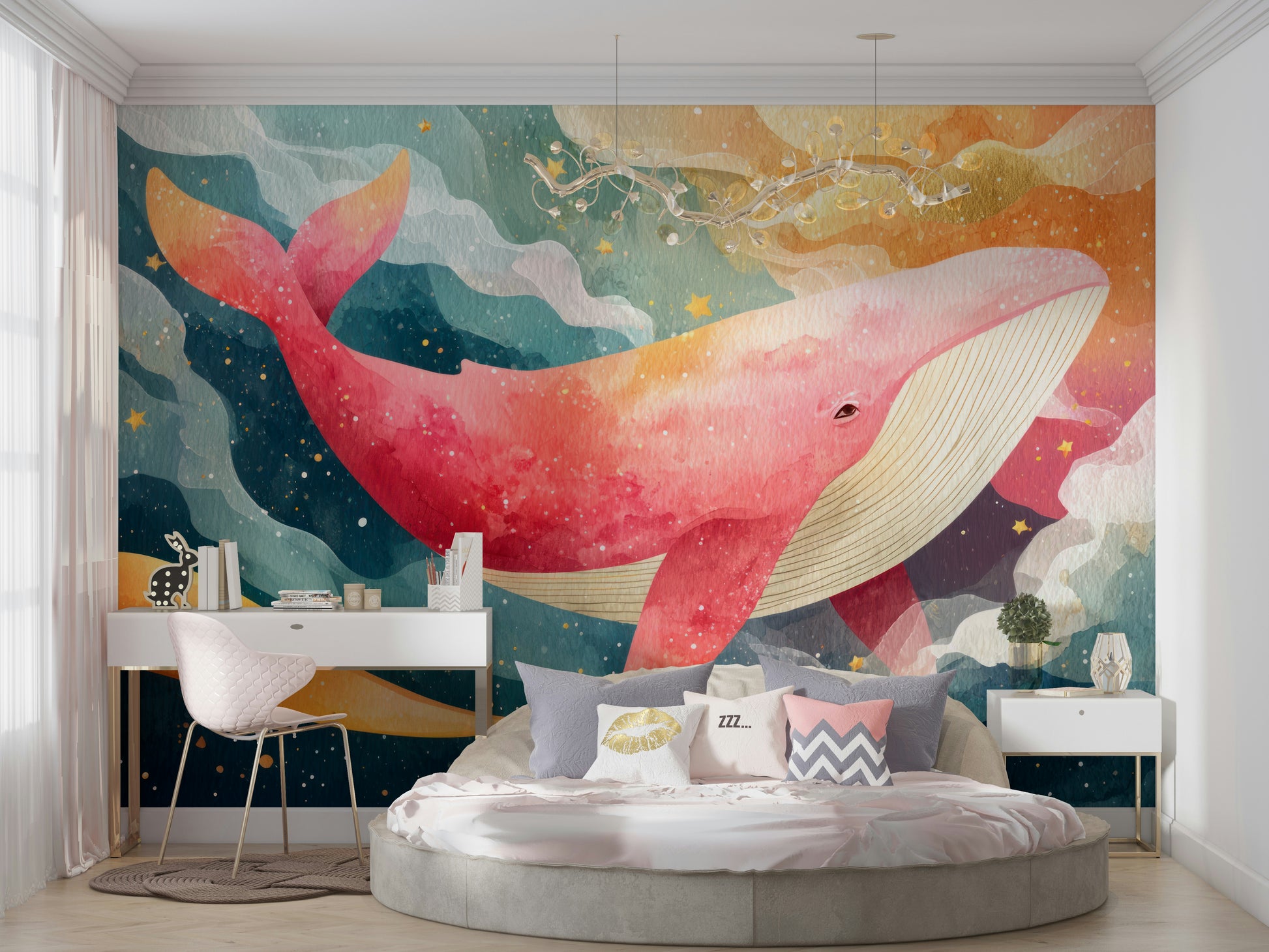 Durable wallpaper for walls with celestial design

