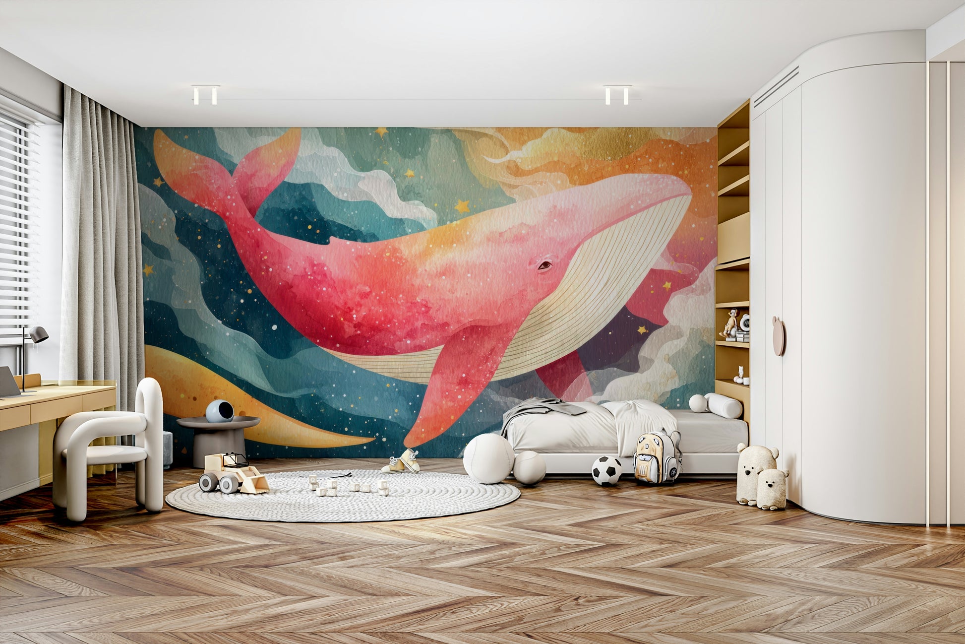 Creative space with celestial ocean wallpaper

