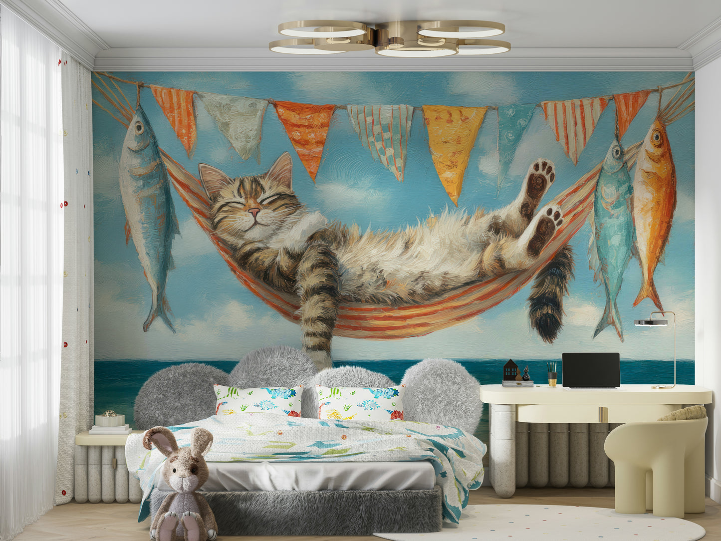 Durable wallpaper for walls with coastal design

