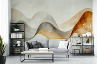 Bedroom decorated with serene sands wallpaper

