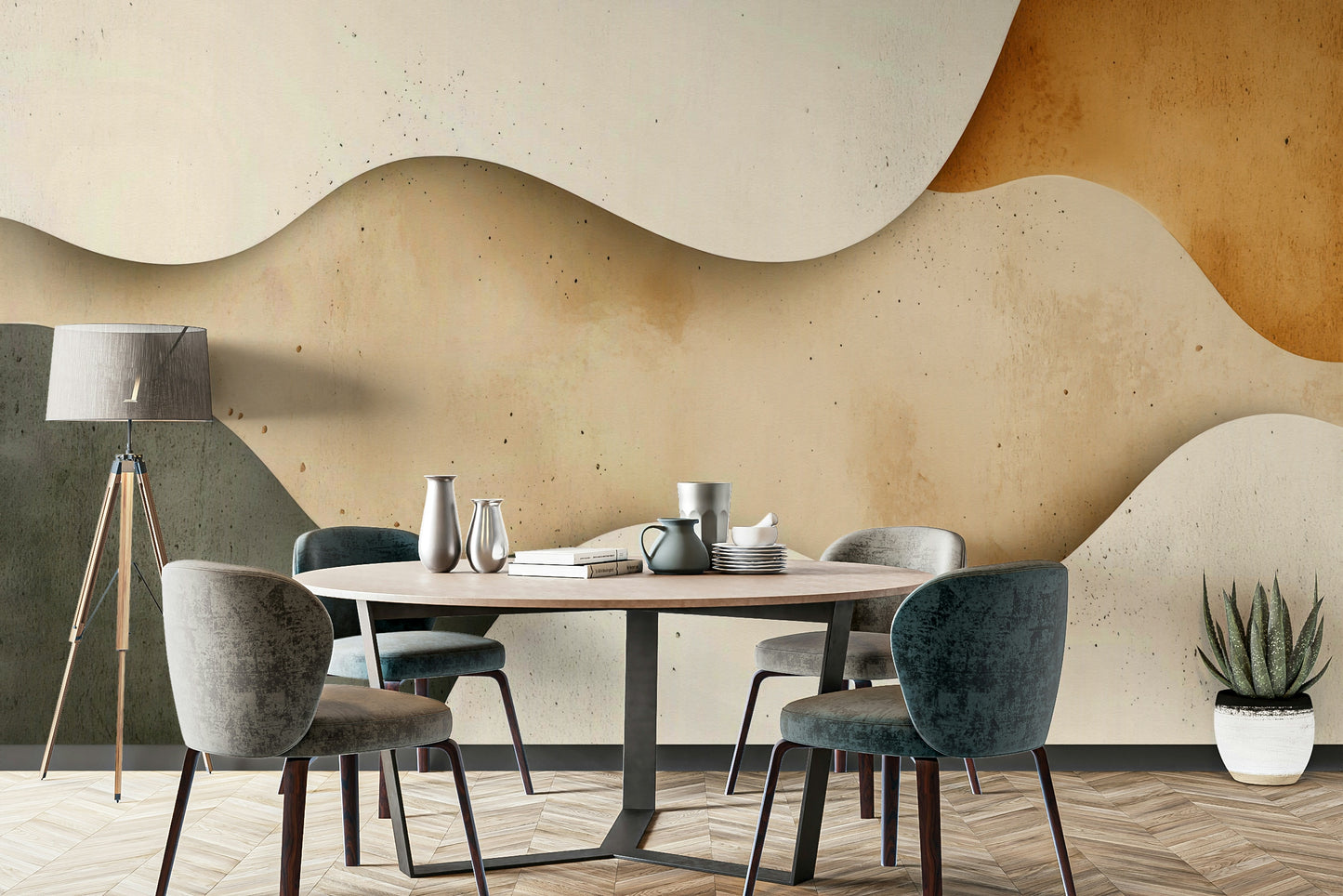 Wall mural featuring soft flowing sand shapes

