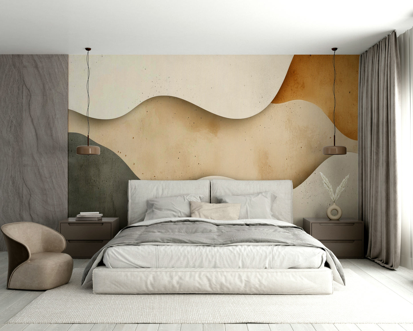 Easy-install fluid sand forms wall mural

