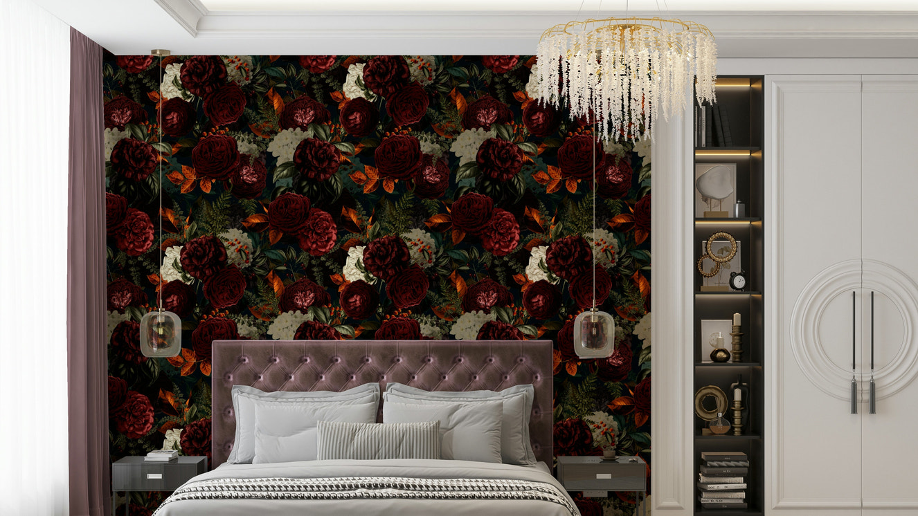 Heritage-inspired floral pattern wallpaper

