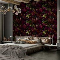Grandmillennial Gothic Dark Moody Florals 4 wallpaper on wall


