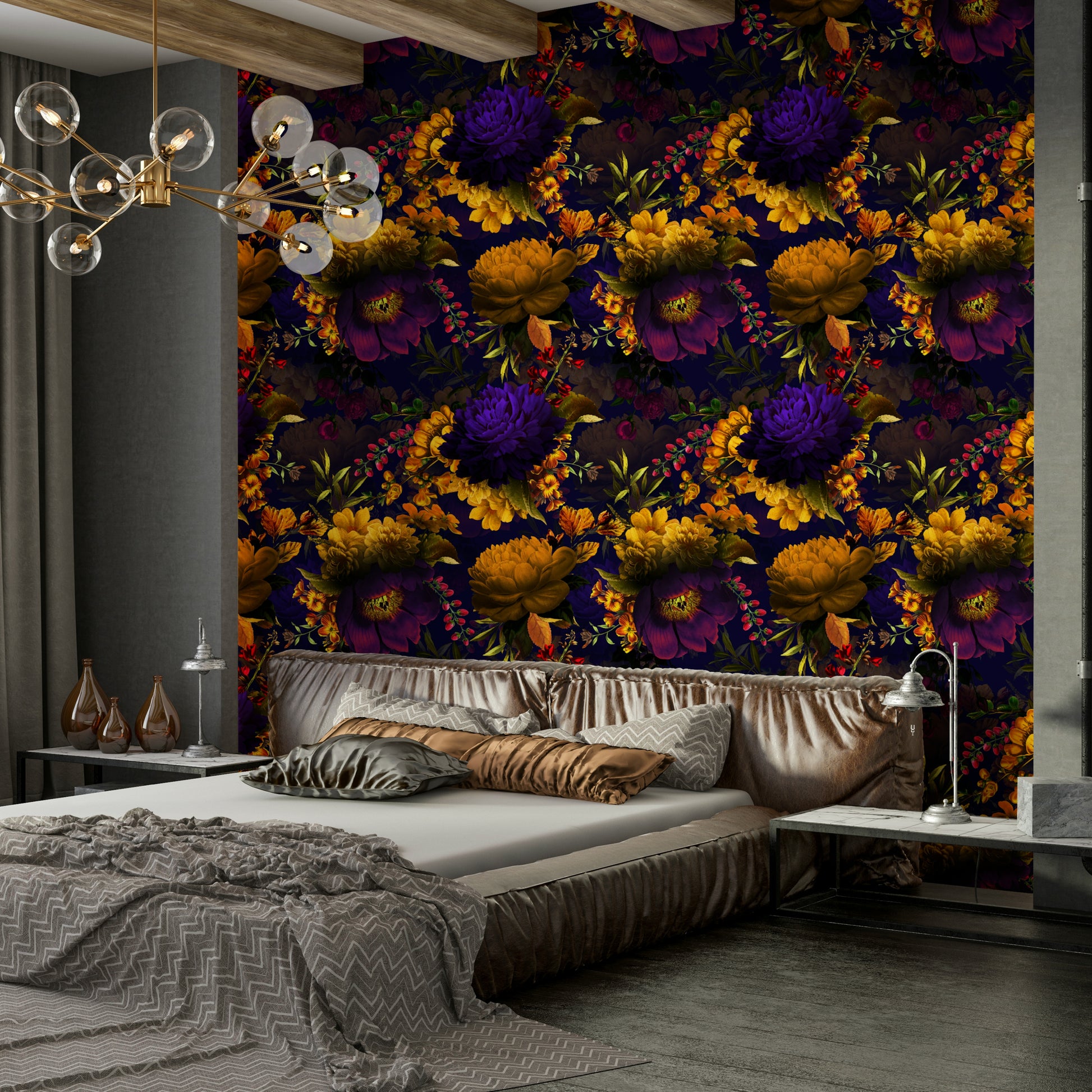 Grandmillennial Gothic Floral Wallpaper Design

