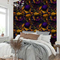 Dramatic Floral Wallpaper with Gothic Influences

