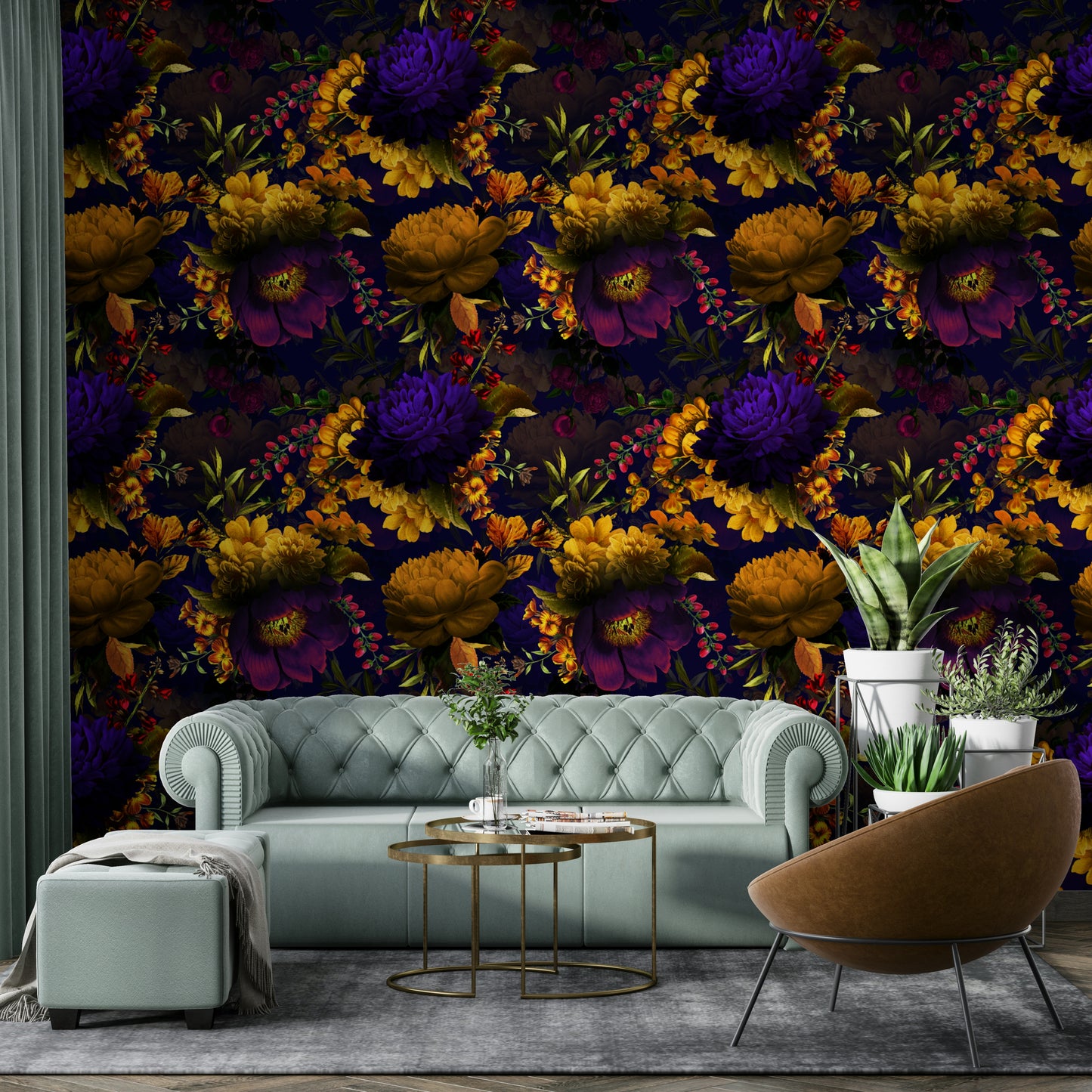 Dark Floral Grandmillennial Wallpaper for Luxe Spaces

