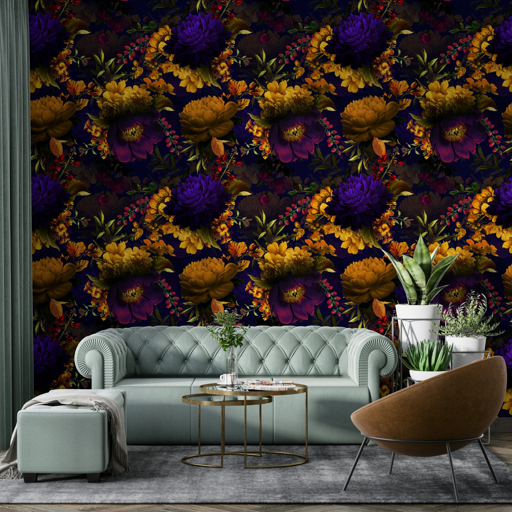 Dark Floral Grandmillennial Wallpaper for Luxe Spaces

