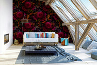 Elegant dark floral wallpaper for heritage-inspired homes

