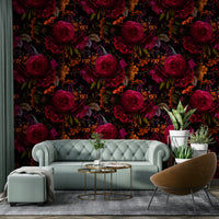 Moody gothic floral wallpaper for heritage-inspired rooms

