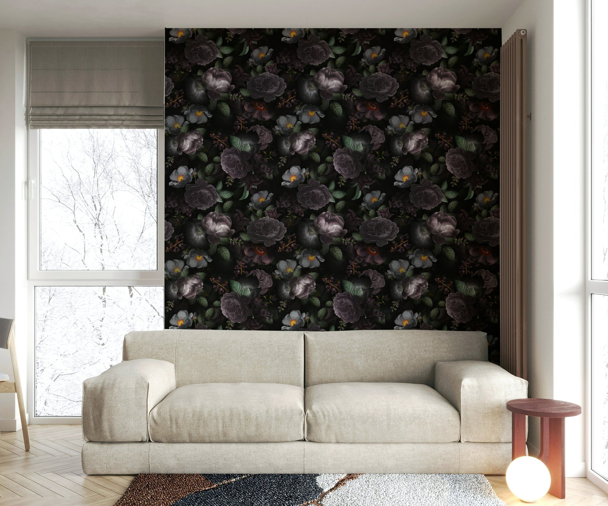 Moody gothic florals for a heritage-inspired wallpaper.

