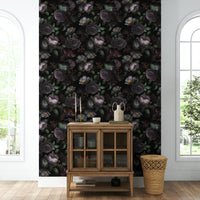 Moody floral wallpaper for a gothic, dramatic design.

