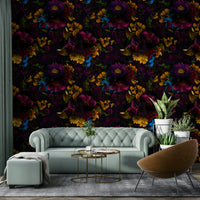 Heritage dark floral wallpaper with gothic flair
