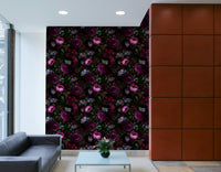 Gothic dark floral wallpaper with grandmillennial style.

