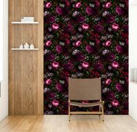 Grandmillennial floral wallpaper with gothic vibes.

