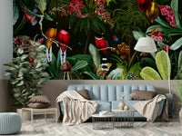 Nature-inspired vintage tropical paradise wall mural.

