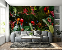 Vintage night mural showcasing tropical beauty.

