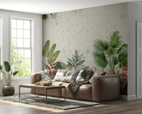 Beautiful vintage botanical mural with floral elements

