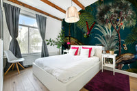 Elegant peacock in twilight sky mural for wall decor

