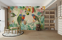 Jungle-themed vintage wall mural for adventurous spaces.

