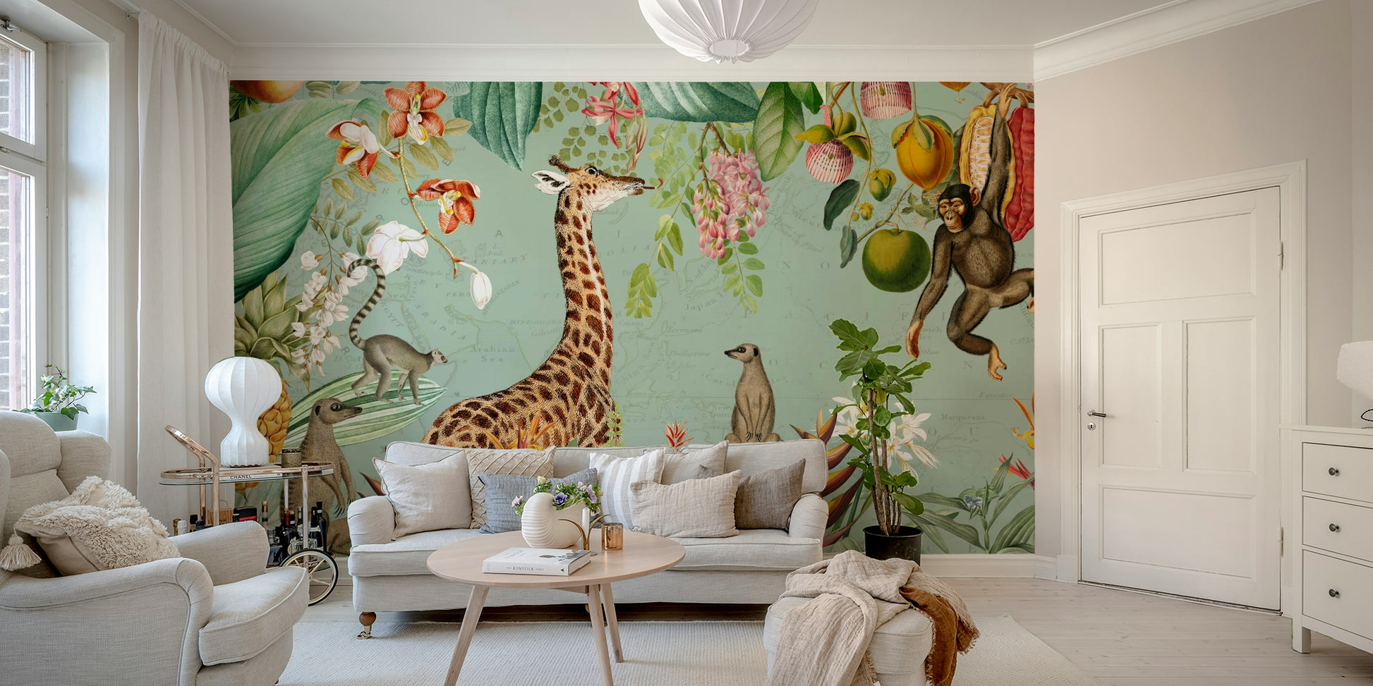 Bold vintage tropical mural for your home decor.

