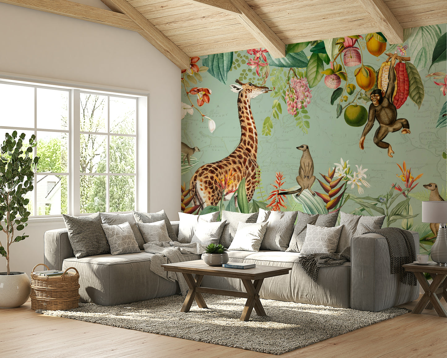 Transform your walls with a tropical vintage mural.

