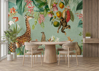 Nature-inspired tropical vintage wall mural.

