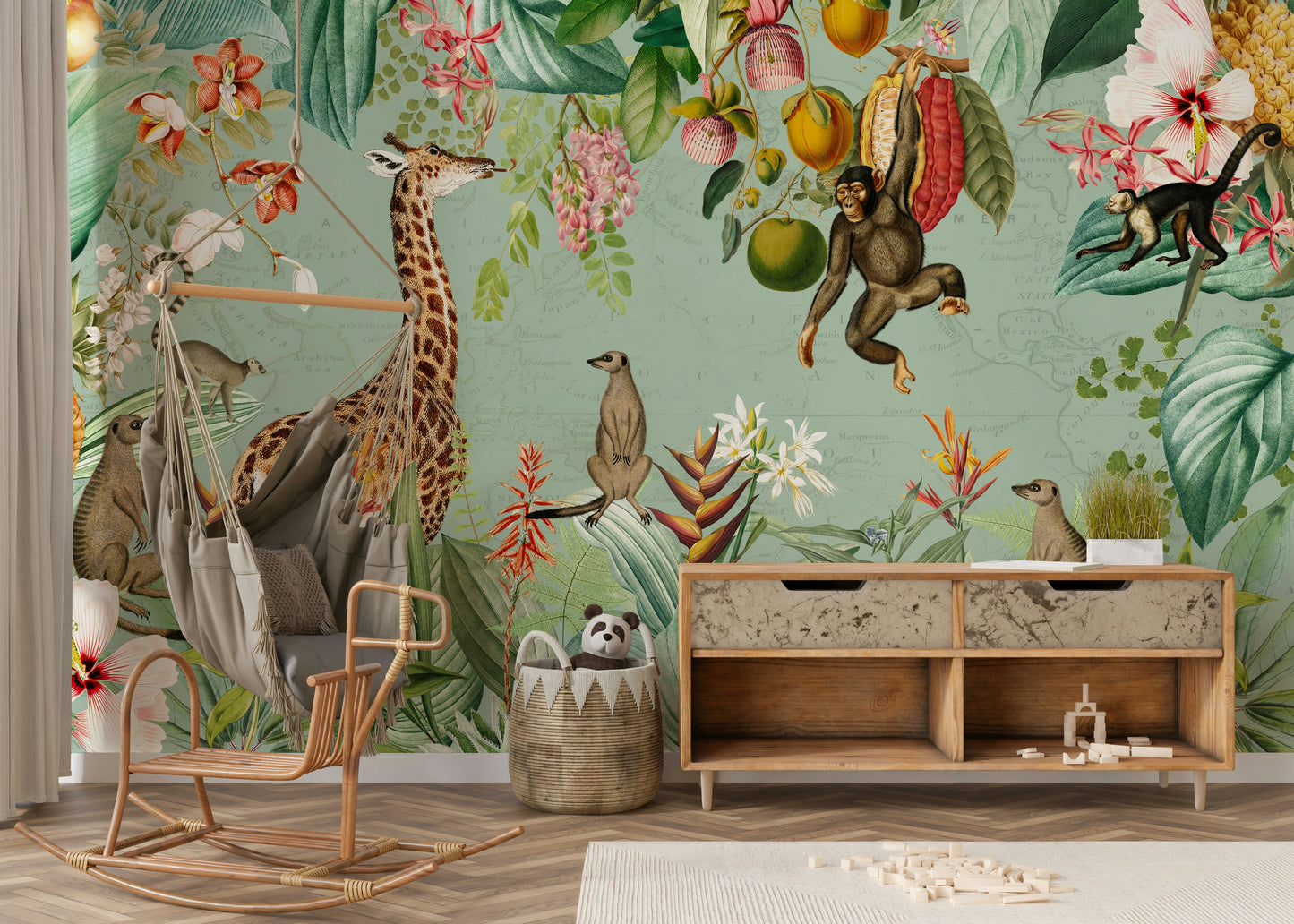 Vintage tropical mural to elevate any room’s look.

