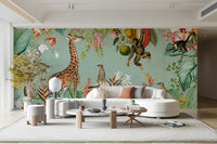 Enhance your space with a tropical vintage mural design.

