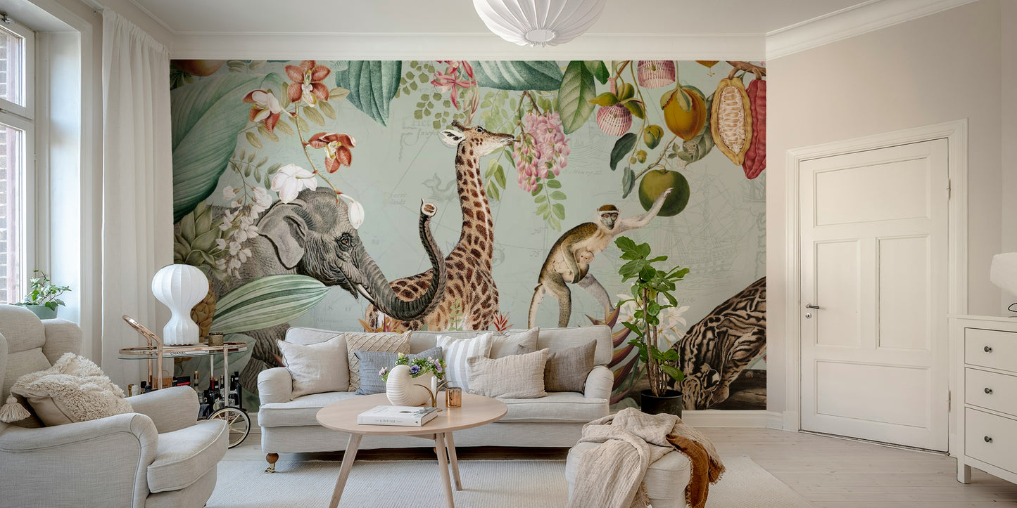 Exotic jungle vintage wall mural

