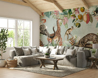 Animal-themed tropical wallpaper

