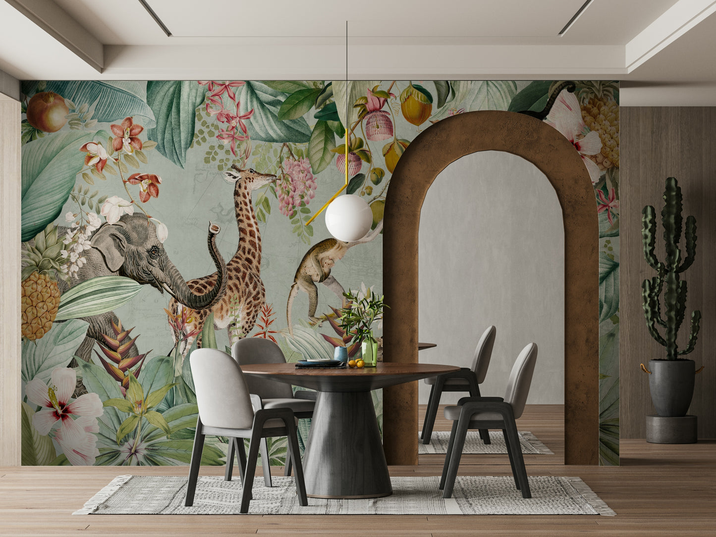 Safari-inspired tropical mural

