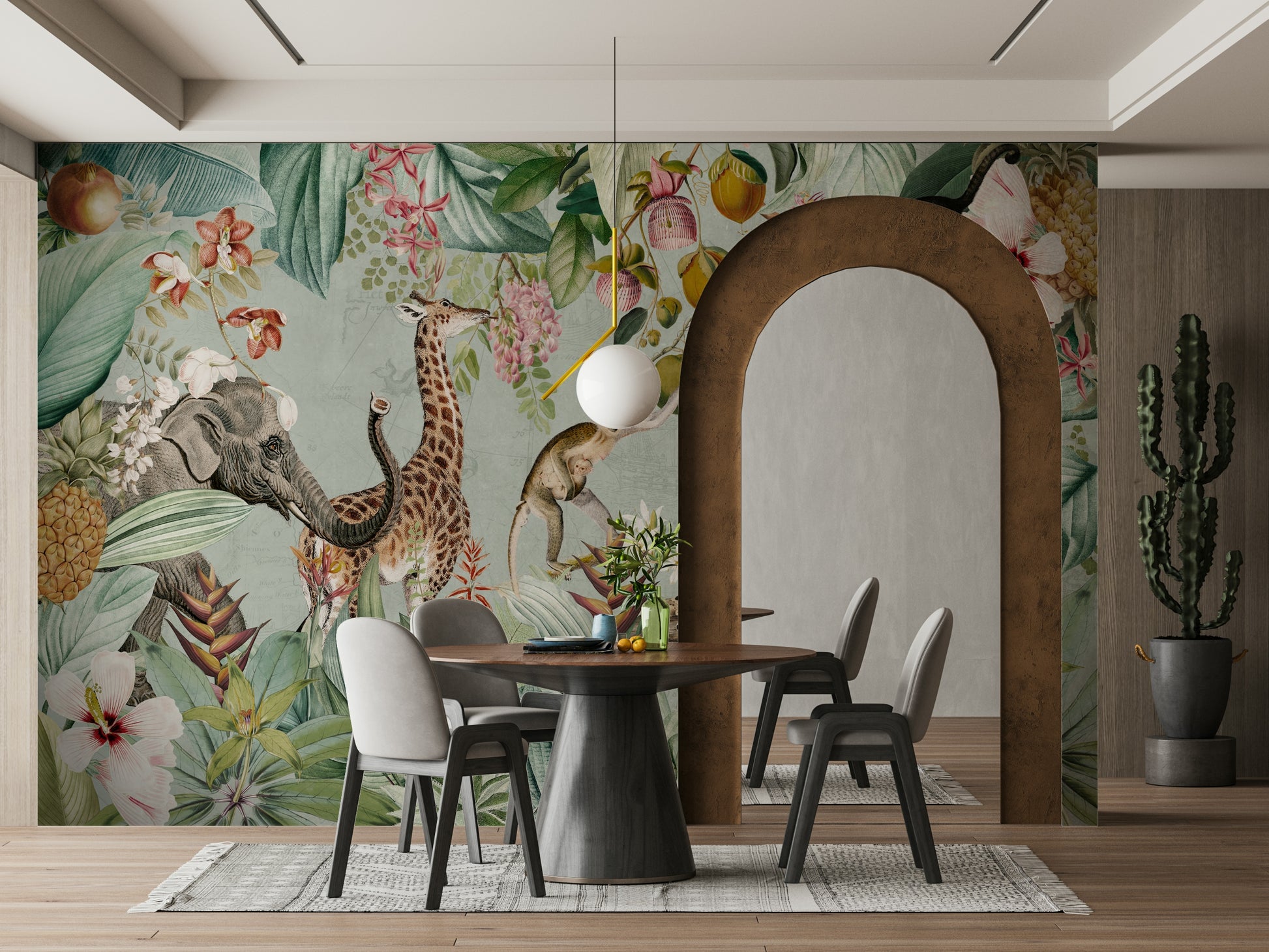 Safari-inspired tropical mural

