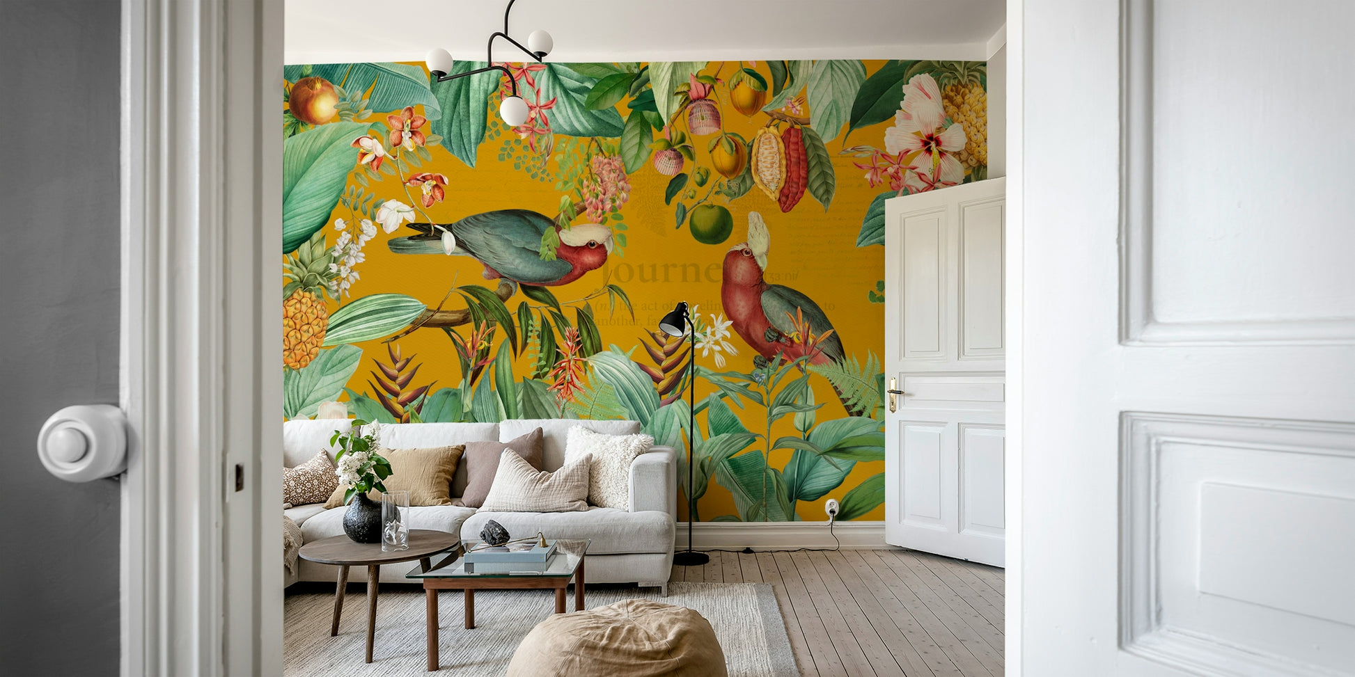 Vintage tropical wall mural design

