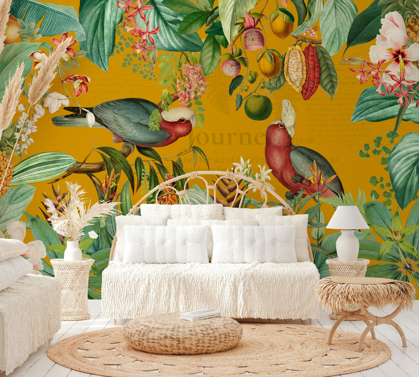 Botanical palm mural vintage style

