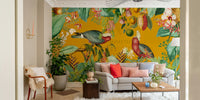 Lush tropical mural with vintage charm and style