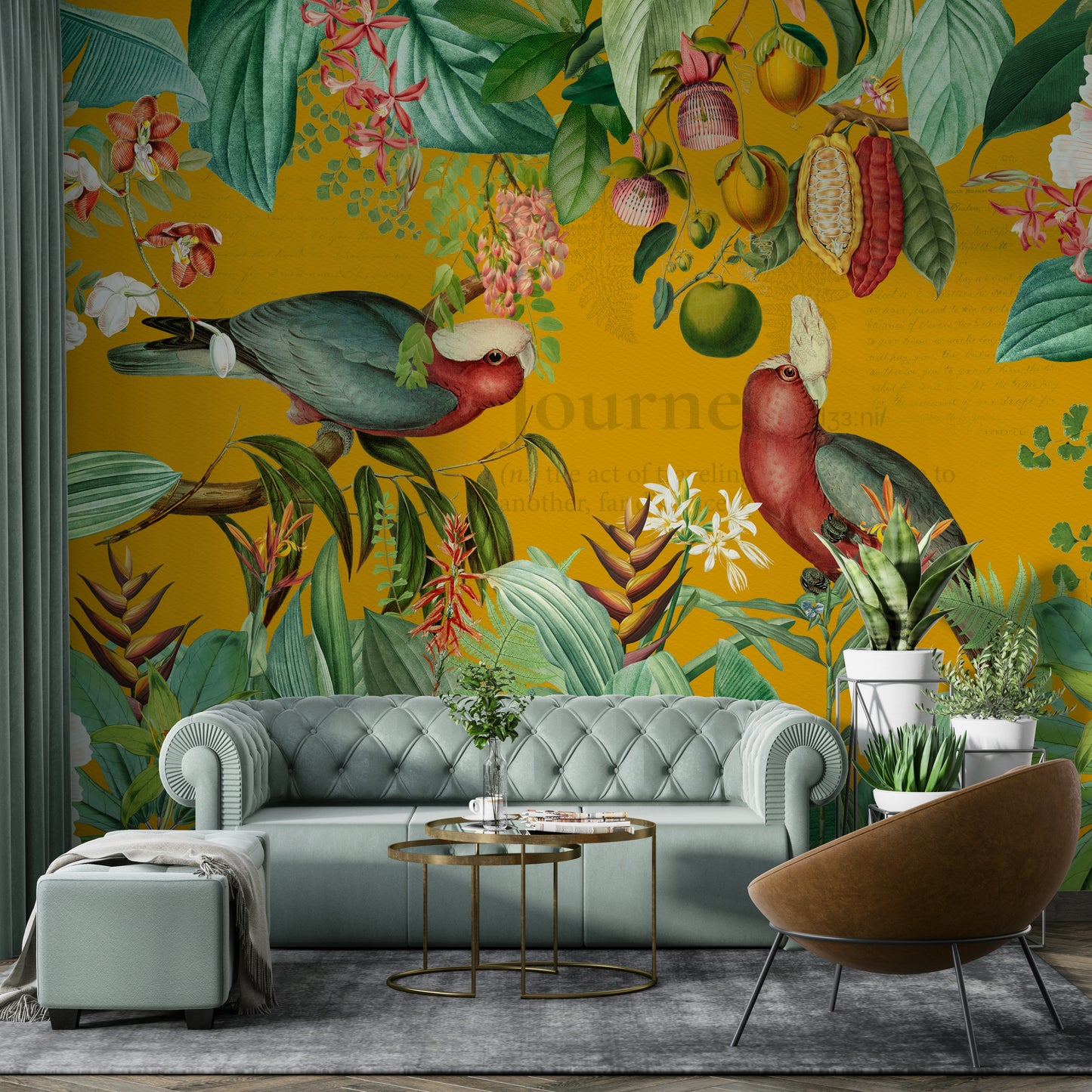 Tropical vintage wall mural with retro vibe
