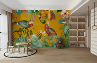 Bold tropical wall mural with a vintage design