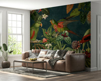 Retro Style Tropical Garden Mural for Elegant Spaces


